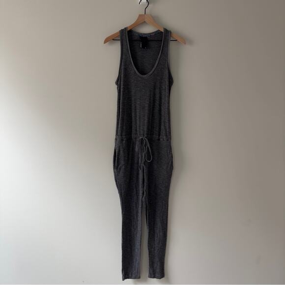 Anthropologie Dolan T-Shirt Jumpsuit adjustable tie waist pockets scoop neck XS - Picture 2 of 11